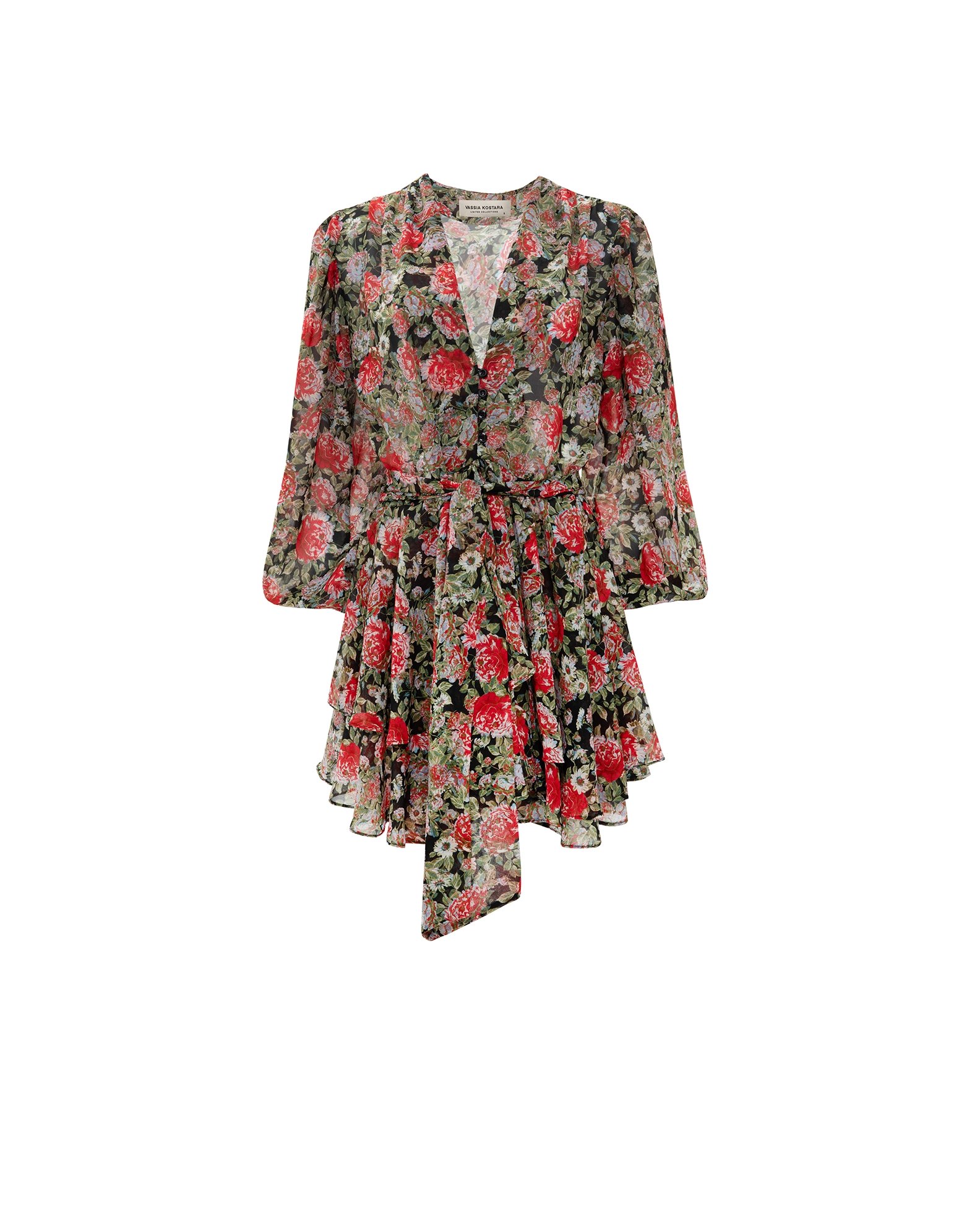 0016118_red-floral-mini-dress_1980 RED FLORAL MINI DRESS - Image 1